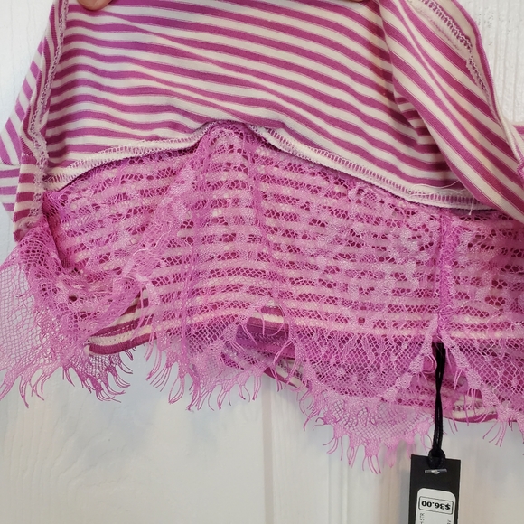5/$20 Pink white striped lace layer bralette Joe's Jeans - Picture 5 of 8